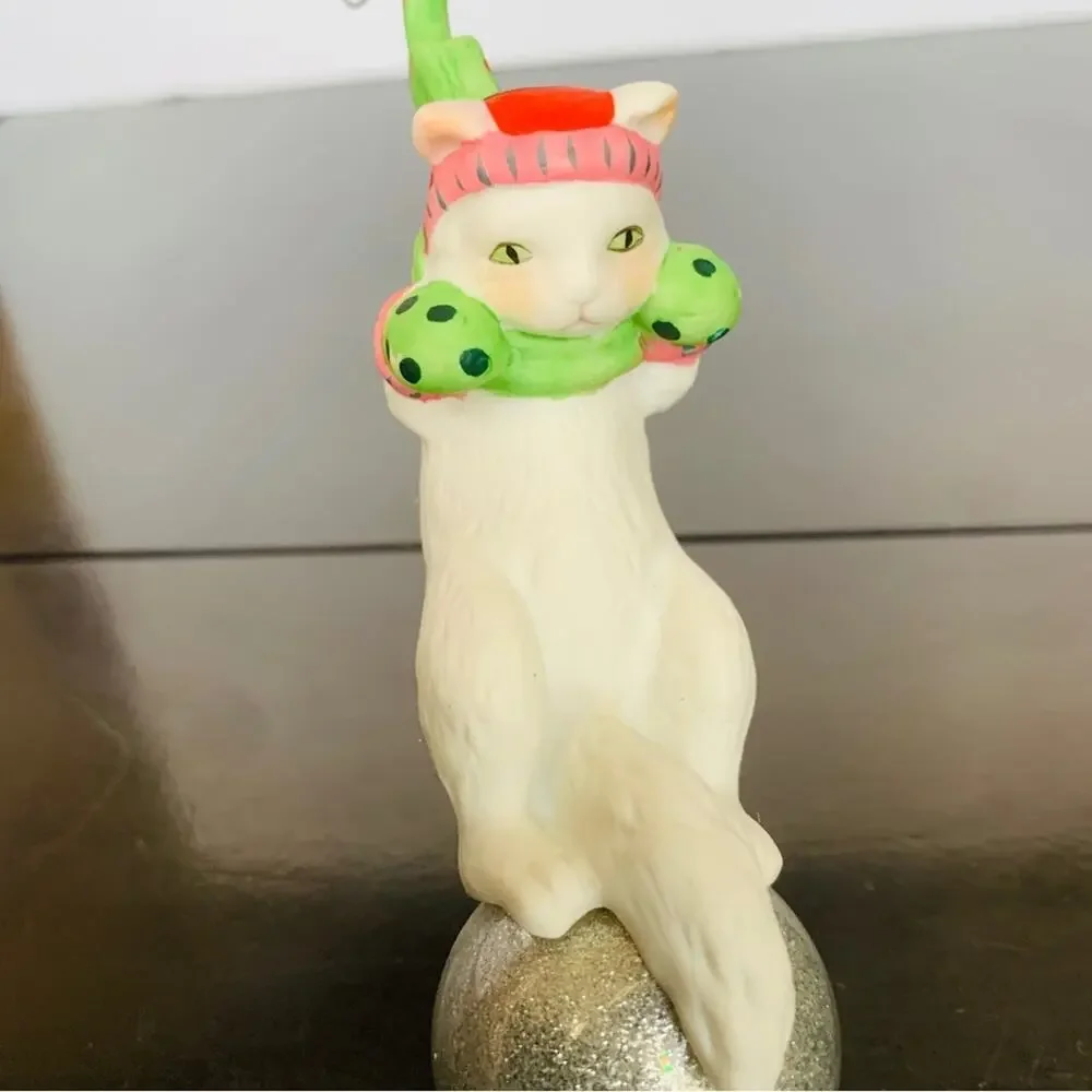 Vintage Porcelain Cat Ornament